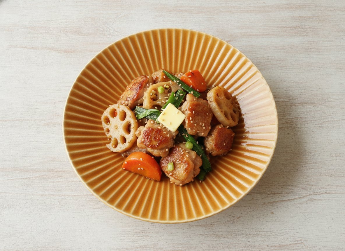 色釉 しのぎ 大皿 波佐見焼 キャメルに合う料理